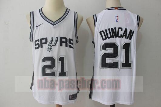 Maillot San Antonio Spurs Homme Tim Duncan 21 Basketball Blanc