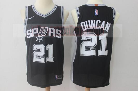 Maillot San Antonio Spurs Homme Tim Duncan 21 Basketball pas cher Noir