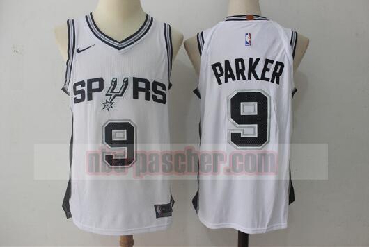 Maillot San Antonio Spurs Homme Tony Parker 9 Basketball Blanc