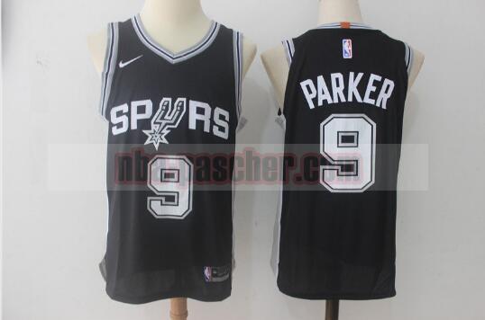 Maillot San Antonio Spurs Homme Tony Parker 9 Basketball Noir
