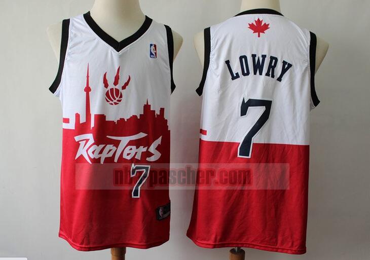 Maillot Toronto Raptors Homme Kyle Lowry 7 Basket-ball 2019 Blanc Rouge