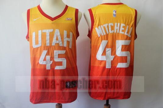 Maillot Utah Jazz Homme Donovan Mitchell 45 Basketball Orange