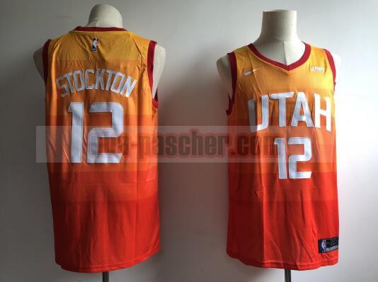 Maillot Utah Jazz Homme John Stockton 12 Basketball Orange