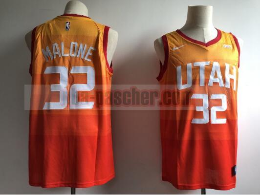 Maillot Utah Jazz Homme Karl Malone 32 Basketball Orange