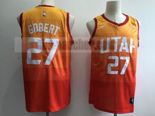 Maillot Utah Jazz Homme Rudy Gobert 27 Basketball Orange