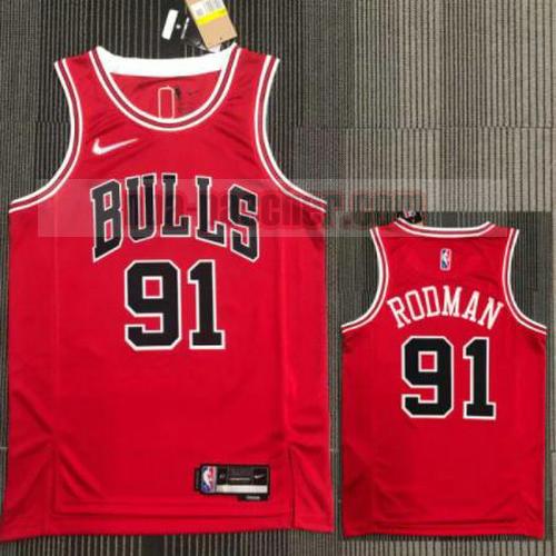 Maillot pas cher Chicago Bulls Homme RODMAN 91 21-22 75e anniversaire rouge