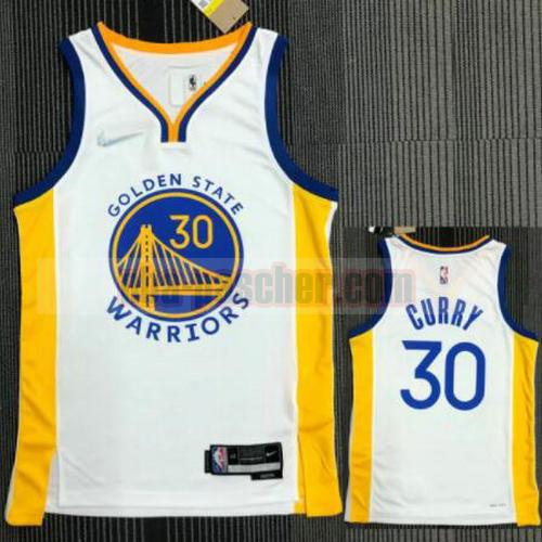 Maillot pas cher Golden State Warriors Homme CURRY 30 21-22 75e anniversaire blanche