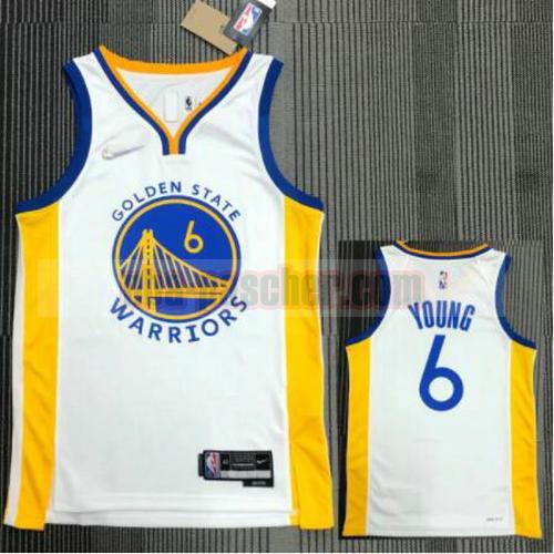 Maillot pas cher Golden State Warriors Homme YOUNG 6 21-22 75e anniversaire blanche