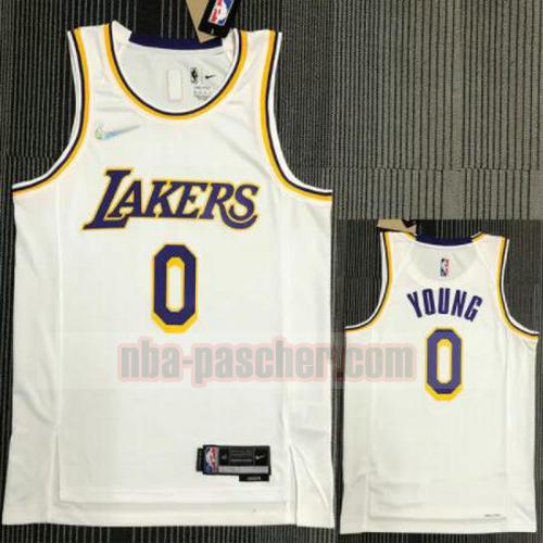 Maillot pas cher Los Angeles Lakers Homme YOUNG 0 21-22 75e anniversaire blanche