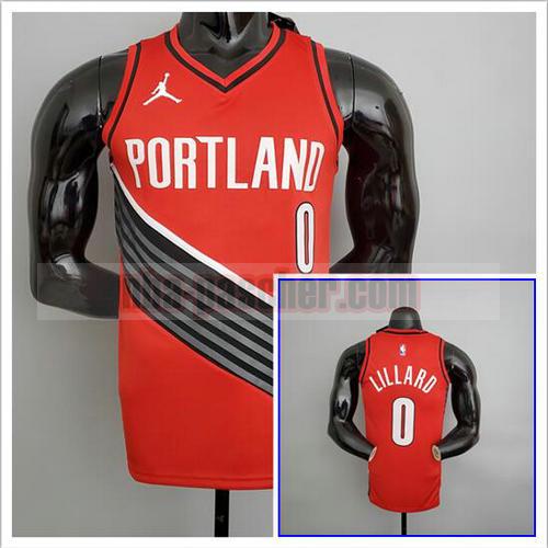 Maillot pas cher Portland Trail Blazers Homme Lillard 0 NBA (modèle JORDANIE) rouge