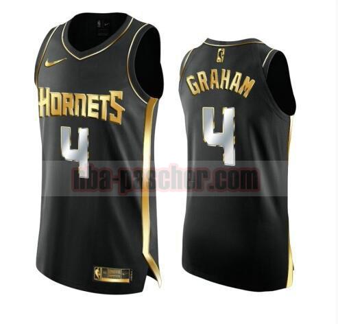 maillot Charlotte Hornets homme Devonte Graham 4 2020-21 Golden Edition Swingman noir