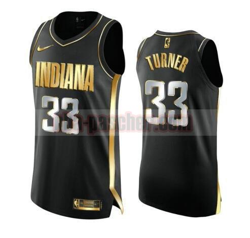 maillot Indiana Pacers homme Myles Turner 33 2020-21 Golden Edition Swingman noir