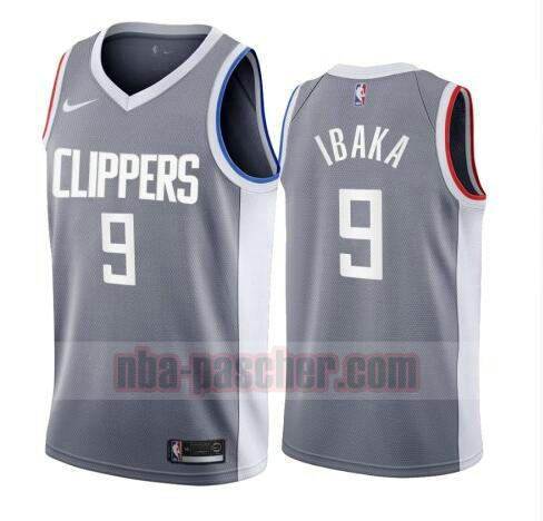 maillot Los Angeles Clippers homme Serge Ibaka 9 2020-21 Earned Edition Swingman grise