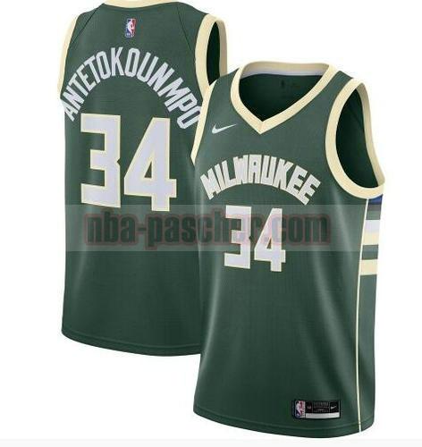 maillot Milwaukee Bucks homme Giannis Antetokounmpo 34 2020-21 Icon Edition Swingman vert
