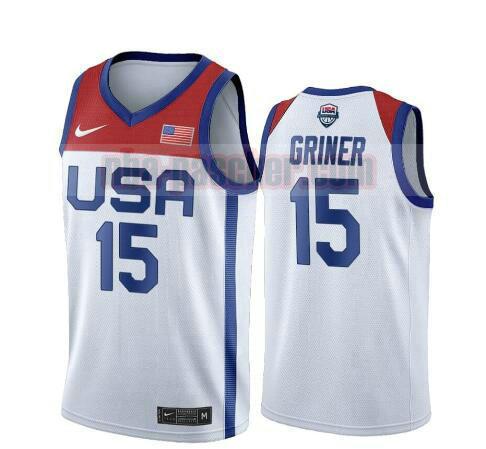 maillot USA 2020 homme Brittney Griner 15 USA Olimpicos 2020 blanc