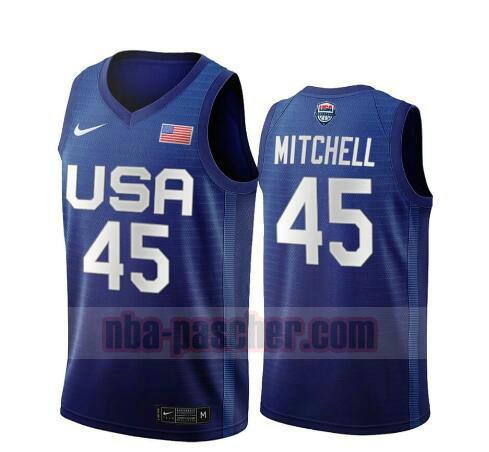 maillot USA 2020 homme Donovan Mitchell 45 USA Olimpicos 2020 bleu