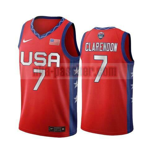 maillot USA 2020 homme Layshia Clarendon 7 USA Olimpicos 2020 rouge