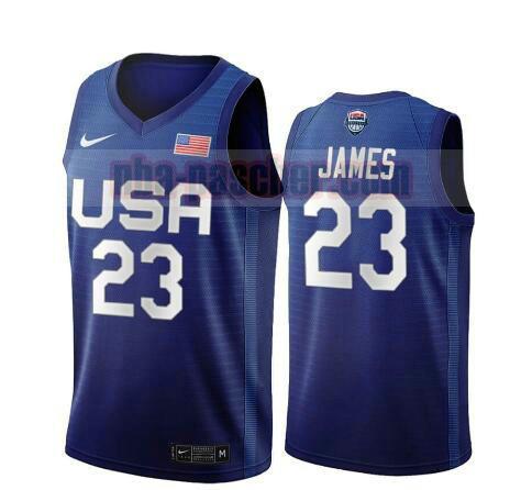 maillot USA 2020 homme LeBron James 23 USA Olimpicos 2020 bleu