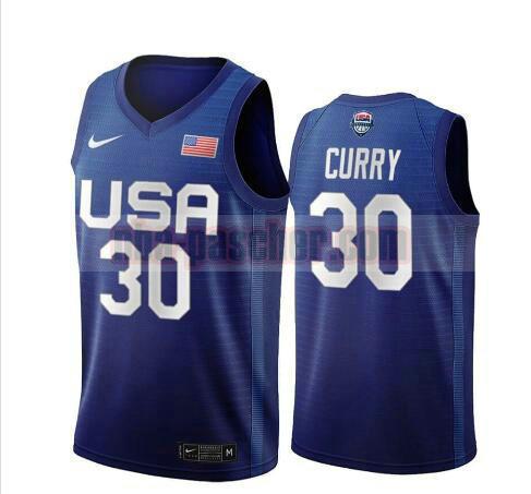 maillot USA 2020 homme Stephen Curry 30 USA Olimpicos 2020 bleu
