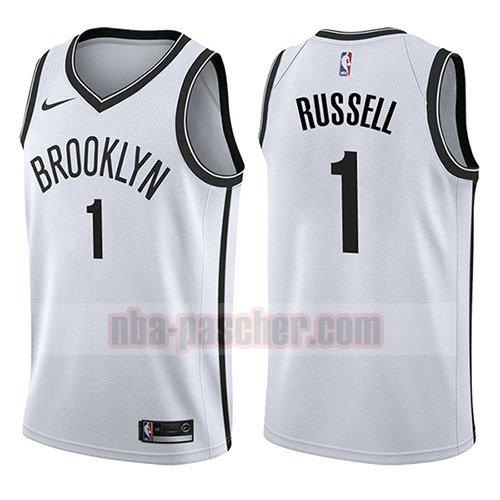 maillot brooklyn nets homme D'angelo Russell 1 association 2017-18 blanc