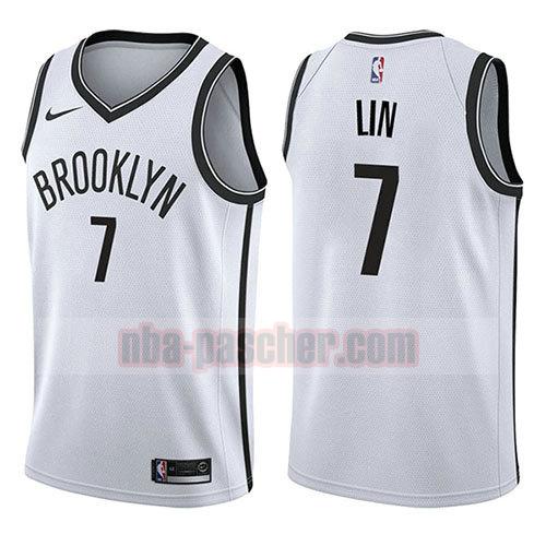 maillot brooklyn nets homme Jeremy Lin 7 association 2017-18 blanc