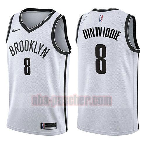 maillot brooklyn nets homme Spencer Dinwiddie 8 association 2017-18 blanc