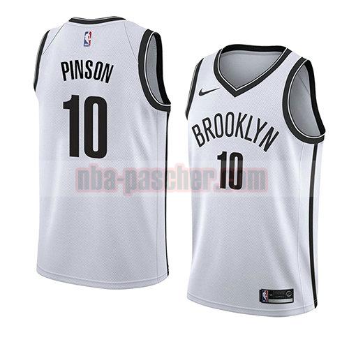 maillot brooklyn nets homme Theo Pinson 10 association 2018 blanc