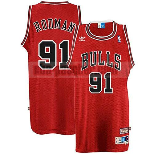 maillot chicago bulls homme Dennis Rodman 91 rétro rouge
