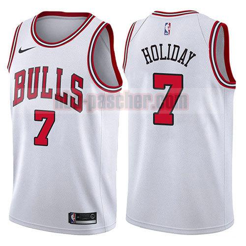 maillot chicago bulls homme Justin Holiday 7 association 2017-18 blanc
