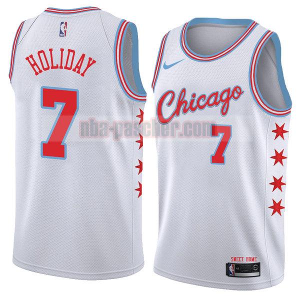 maillot chicago bulls homme Justin Holiday 7 ville 2018 blanc