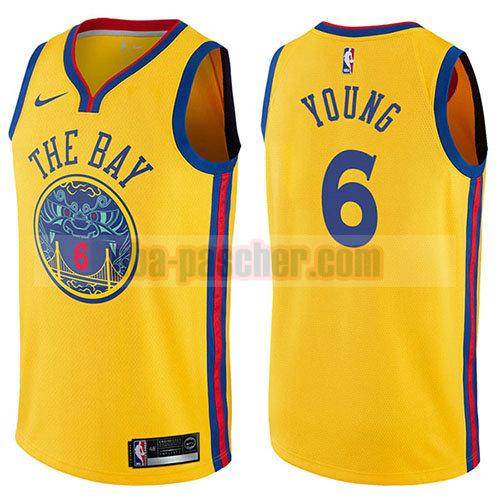 maillot golden state warriors homme Nick Young 6 patrimoine chinois ville 2017-18 jaune