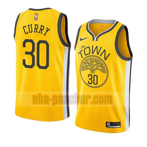 maillot golden state warriors homme Stephen Curry 30 earned 2018-19 jaune