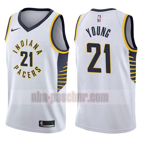 maillot indiana pacers homme Thaddeus Young 21 association 2017-18 blanc