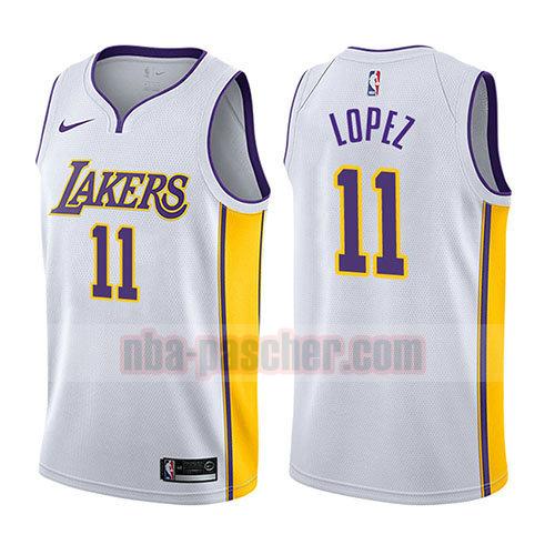 maillot los angeles lakers homme Brook Lopez 11 2017-18 blanc