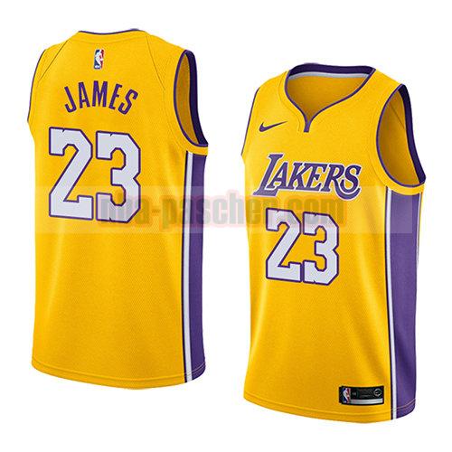 maillot los angeles lakers homme Lebron James 23 icône 2018 jaune