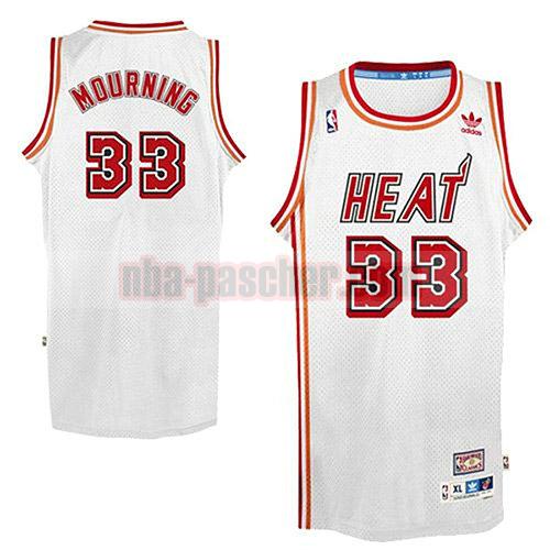 maillot miami heat homme Alonzo Mourning 33 rétro blanc