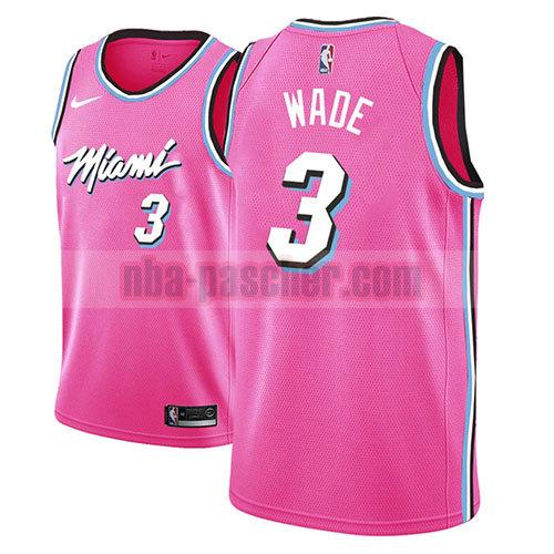 maillot miami heat homme Dwyane Wade 3 earned 2018 rosa