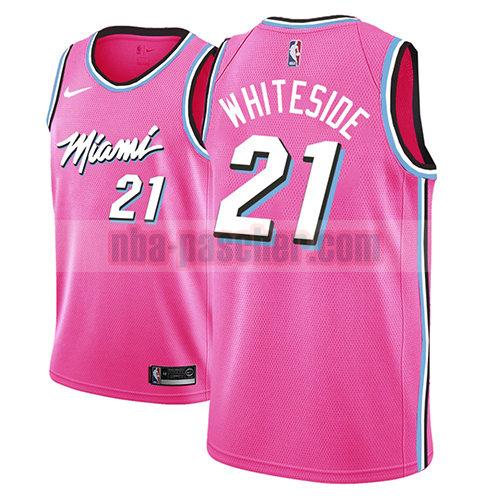 maillot miami heat homme Hassan Whiteside 21 earned 2018-19 rosa
