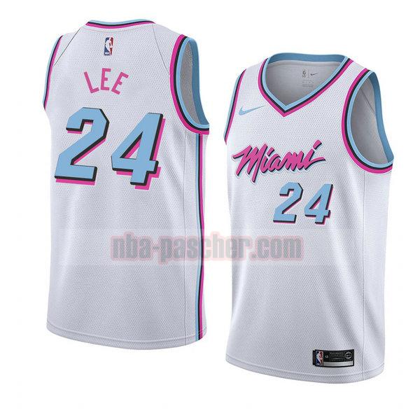 maillot miami heat homme Marcus Lee 24 ville 2018 blanc