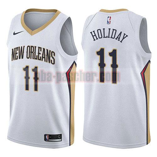 maillot new orleans pelicans homme Jrue Holiday 11 association 2017-18 blanc