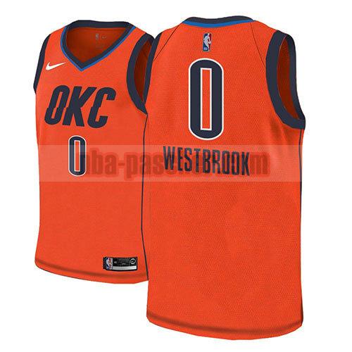 maillot oklahoma city thunder homme Russell Westbrook 0 earned 2018-19 orange
