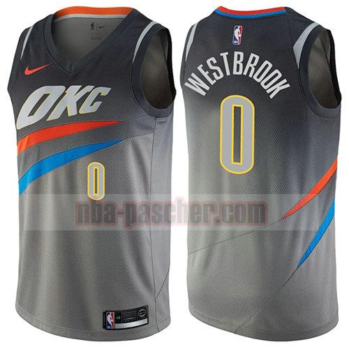 maillot oklahoma city thunder homme Russell Westbrook 0 ville gris