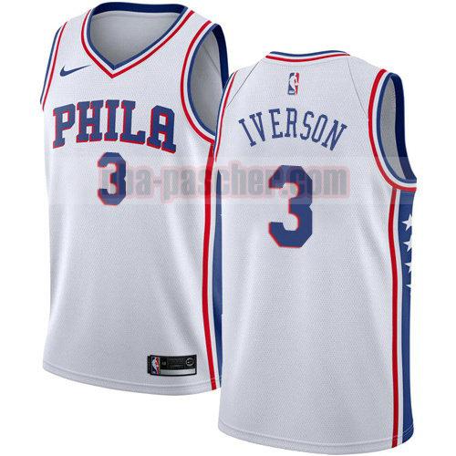 maillot philadelphia 76ers homme Allen Iverson 3 association 2017-18 blanc