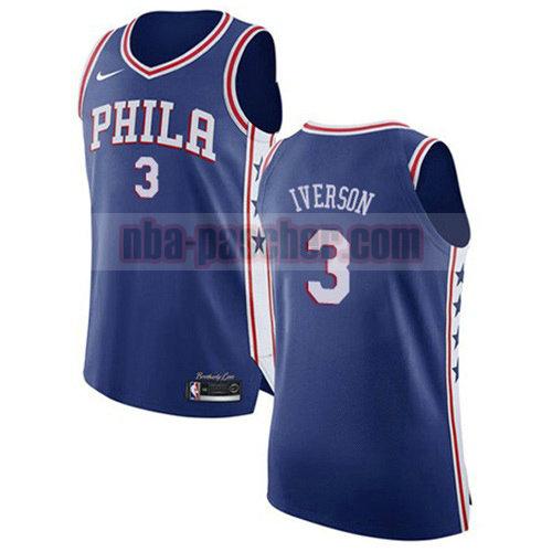 maillot philadelphia 76ers homme Allen Iverson 3 icône 2017-18 bleu