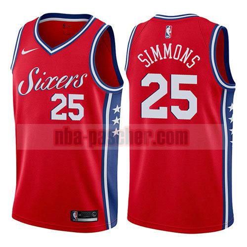 maillot philadelphia 76ers homme Ben Simmons 25 2017-18 rouge