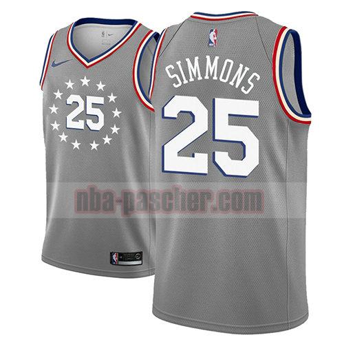 maillot philadelphia 76ers homme Ben Simmons 25 ville 2018-19 gris