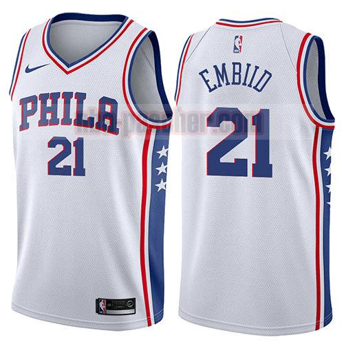 maillot philadelphia 76ers homme Joel Embiid 21 2017-18 blanc