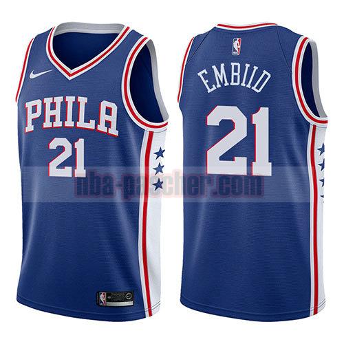 maillot philadelphia 76ers homme Joel Embiid 21 2017-18 bleu