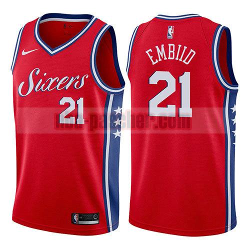 maillot philadelphia 76ers homme Joel Embiid 21 2017-18 rouge