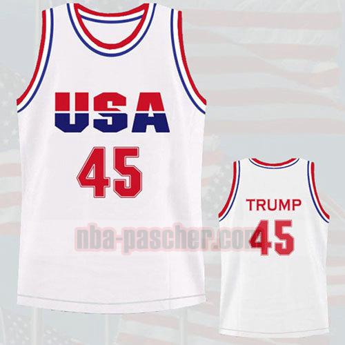 maillot usa 1992 homme Donald Trump 45 blanc